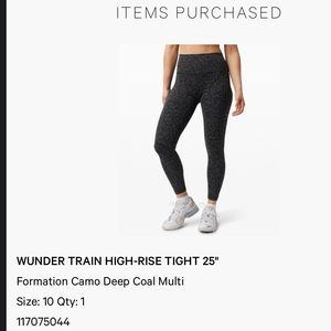 Lululemon Wunder Train High-Rise Tight 25" Size 10